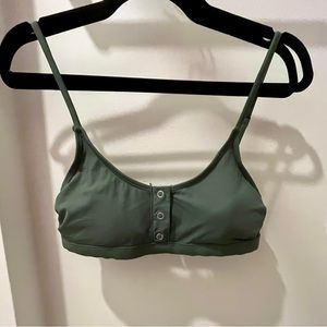 Army Green button front bikini top with adjustable back- Xhilaration
